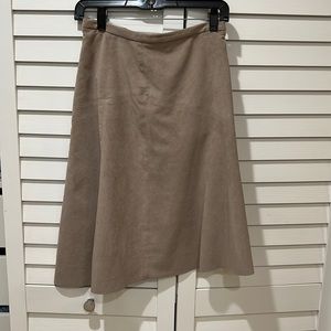 Halston Heritage Faux Suede Skirt with Hi-Low Hem-Gray Size 2
